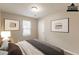 Cozy staged bedroom showcasing stylish artwork, a comfortable bed, and soft lighting at 6939 Hickory Log Rd, Austell, GA 30168