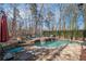 Stunning backyard pool and spa area with stone patio, perfect for outdoor entertaining at 5053 Chapel Xing, Douglasville, GA 30135