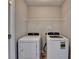 Compact laundry room with a white washer and dryer at 656 Sunset Park Dr, Suwanee, GA 30024