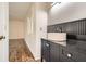 Stylish bathroom with vessel sink and dark wood vanity at 4716 Habersham Sw Rdg, Lilburn, GA 30047