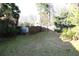 Fenced backyard featuring an open lawn and mature trees, offering privacy at 1313 Idlewood Ct, Mcdonough, GA 30252