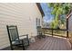 Back deck featuring two rocking chairs with a wooded view at 1230 Newbridge Ne Trce, Brookhaven, GA 30319
