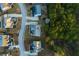 Overhead community aerial showing home placement, treelines, and neighborhood layout at 3070 Staglin Dr, Powder Springs, GA 30127