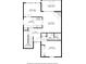 Detailed first floor plan showing the kitchen, dining area, living room, bedroom, foyer, and storage dimensions at 838 Lake Hollow Sw Blvd, Marietta, GA 30064
