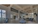 An open lobby featuring a coffered ceiling, modern decor, and plenty of space for residents and guests to gather at 5719 Sierra Bend Way, Hoschton, GA 30548