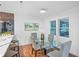 Dining room with a modern glass table and views of the beautifully landscaped yard at 1027 Mount Airy Sw Dr, Atlanta, GA 30311