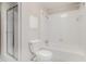 Bathroom with shower over tub and classic white tile at 1883 Acuba Ln, Atlanta, GA 30345