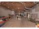 Unfinished basement offering potential for storage and customization, with exposed ductwork, wood framing, and concrete walls at 108 Jasmine Way, Villa Rica, GA 30180