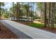 Long concrete driveway leading to a charming home nestled among mature trees and a tidy green lawn at 3345 Flowers Dr, Atlanta, GA 30337