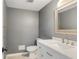 Neutral bathroom featuring a white vanity with modern fixtures at 95 Lakeshore Ne Cir, Marietta, GA 30067