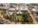 Aerial view of an attractive and walkable Alpharetta neighborhood with green spaces and stately buildings at 385 Rowes Cir, Alpharetta, GA 30009