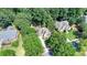 An aerial view shows the mature trees and landscaping surrounding the houses at 4260 River Club Dr, Cumming, GA 30041
