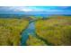 An aerial view of a river running through a lush green forest on a clear day at 4260 River Club Dr, Cumming, GA 30041