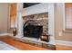 Close up of living room stone fireplace and detailed hearth at 95 Gorham Gates Dr, Hiram, GA 30141