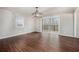 Bright living room featuring hardwood floors and sliding glass doors to the deck at 448 Buckingham Dr, Marietta, GA 30066