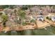 An aerial view showing the neighborhood homes along the waterside at 573 Ripplewater Sw Dr, Marietta, GA 30064