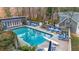 Aerial view of a backyard pool and surrounding greenery at 4655 Jett Rd, Atlanta, GA 30327