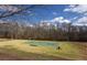 Outdoor basketball court with benches surrounded by a fence under a partly cloudy blue sky at 2077 Towne Mill Ave, Canton, GA 30114