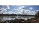 A partially frozen pond surrounded by vegetation under a partly cloudy blue sky at 2077 Towne Mill Ave, Canton, GA 30114