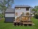 Back exterior elevation showcasing wooden decks and stairs at 1920 Rocky Mill Ln, Lawrenceville, GA 30044