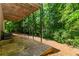 View of a back porch with metal beam supports and lush greenery in the background at 2205 Parliament Dr, Lawrenceville, GA 30043