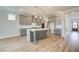 A spacious kitchen features gray cabinets, stainless appliances, and a large island with pendant lighting at 4041 Andover Cir, Mcdonough, GA 30252