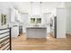 Spacious new kitchen showcasing an island, stainless steel appliances, hardwood floors, and modern pendant lighting at 580 Hutchens Se Rd, Atlanta, GA 30354
