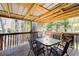 Outdoor deck with seating area and a view of the surrounding trees at 410 Killian Hill Sw Rd, Lilburn, GA 30047