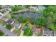 Aerial view of home near pond, tennis courts, and swimming pool at 1887 Lake Ridge Ter, Lawrenceville, GA 30043