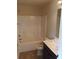 Bathroom with a white sink, toilet and shower/tub combo at 8413 Members Dr, Jonesboro, GA 30236