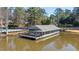 Waterfront dock featuring a building with a deck overlooking the lake, offering serene views and access at 6055 Blackwater Trl, Atlanta, GA 30328