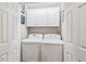 Efficient laundry room with a washer and dryer, and white cabinets at 8 Colonial Club Se Dr, Acworth, GA 30102