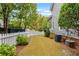 Level backyard with a charming white picket fence, green grass and garden at 2149 Whittier Nw Pl, Atlanta, GA 30318