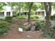 Backyard showcasing a rock garden, small waterfall and lush vegetation with apartment in the background at 1323 Peachtree Ne Vw, Atlanta, GA 30319