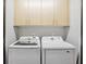 Convenient laundry room with upper cabinets and modern, full-sized washer and dryer at 1323 Peachtree Ne Vw, Atlanta, GA 30319