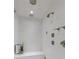Elegant walk in shower with seat and brushed metal fixtures at 0 Winterthur, Sandy Springs, GA 30328