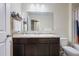 Bright bathroom with double vanity, large mirror, and shower-tub combination at 120 Centennial Ridge Dr, Acworth, GA 30102
