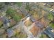A neighborhood aerial shot highlighting the property's location among mature trees and greenery at 3235 Bluebird Ln, Decatur, GA 30032