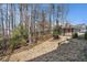 Backyard view, showing a wrought iron fence and a view of surrounding trees at 233 Retreat Ln, Canton, GA 30114