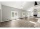 Spacious living room with stone fireplace, skylights, and hardwood floors at 270 Piedmont Ne Rd, Marietta, GA 30066