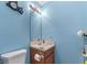 Bathroom featuring single sink vanity and toilet at 3920 Vine Gate Dr, Lithonia, GA 30038