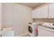 Practical laundry room with white cabinets, sink, washer, and dryer for efficient laundry tasks at 5732 Ashleigh Walk Dr, Suwanee, GA 30024