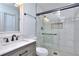 Beautiful bathroom boasts modern fixtures, vanity, and glass shower at 4185 Duesenberg Dr, Tucker, GA 30084