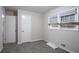 Bedroom with grey carpet, window with blinds, and white door at 4094 E Glade Ct, Decatur, GA 30035