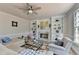 Bright and airy living room featuring a fireplace, built-in shelving, and comfortable seating at 11605 Dunhill Place Dr, Alpharetta, GA 30005