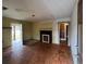 Incomplete living room showing the doorway to the backyard and an old fireplace at 1458 Olive Sw St, Atlanta, GA 30310