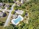 Aerial view of community pool and surrounding lush greenery at 2190 Leatherstone Dr, Powder Springs, GA 30127