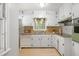 Functional kitchen with white cabinets, wood countertops, and bright lighting, providing a clean and efficient cooking space at 422 Derbyshire Dr, Stone Mountain, GA 30088