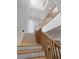 Bright staircase featuring wooden railings, and fresh white walls at 7455 Old Rico Rd, Chattahoochee Hills, GA 30268