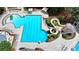 Overhead view of a community pool featuring a slide and ample seating at 3305 Suffolk Dr, Cumming, GA 30041